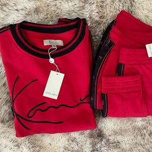 NWT Karl Kano 2 pc. Joggers Sweatpants, Sweatshirt Pullover 3XL Red